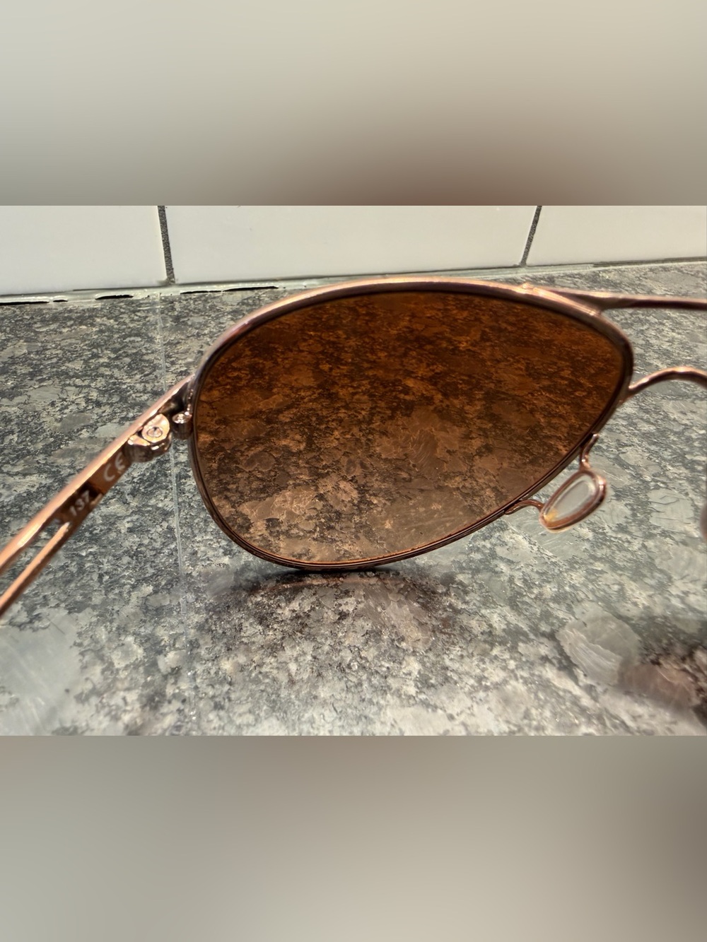 Oakley Brown Gradient Lens Gold Frame Aviator Sunglasses - Picture 9 of 11